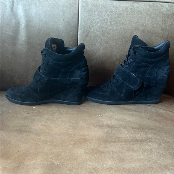 Ash Black Suede Wedge Boots - Picture 3 of 7